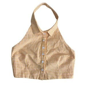 NEW UO Yellow/White Gingham Halter Top